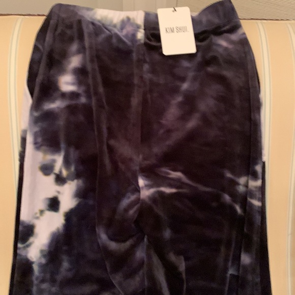 KIM SHUI VELVET LUXURY LOUNGE PANTS MADE IN ITALY PURPLE WASH TIE-DYE DESIGN S,L - Picture 13 of 16